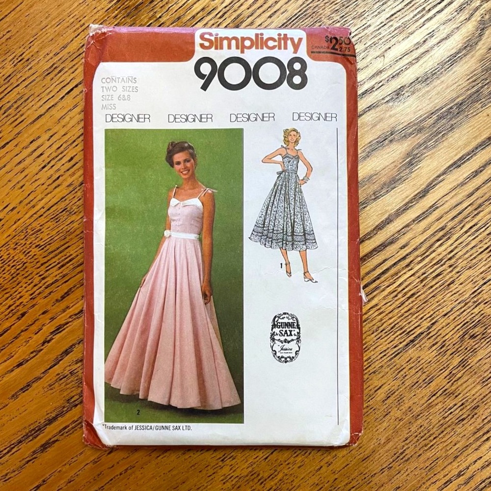 Simplicity 9008 Gunne Sax Dress Size 6 & 8 - Factory Folded